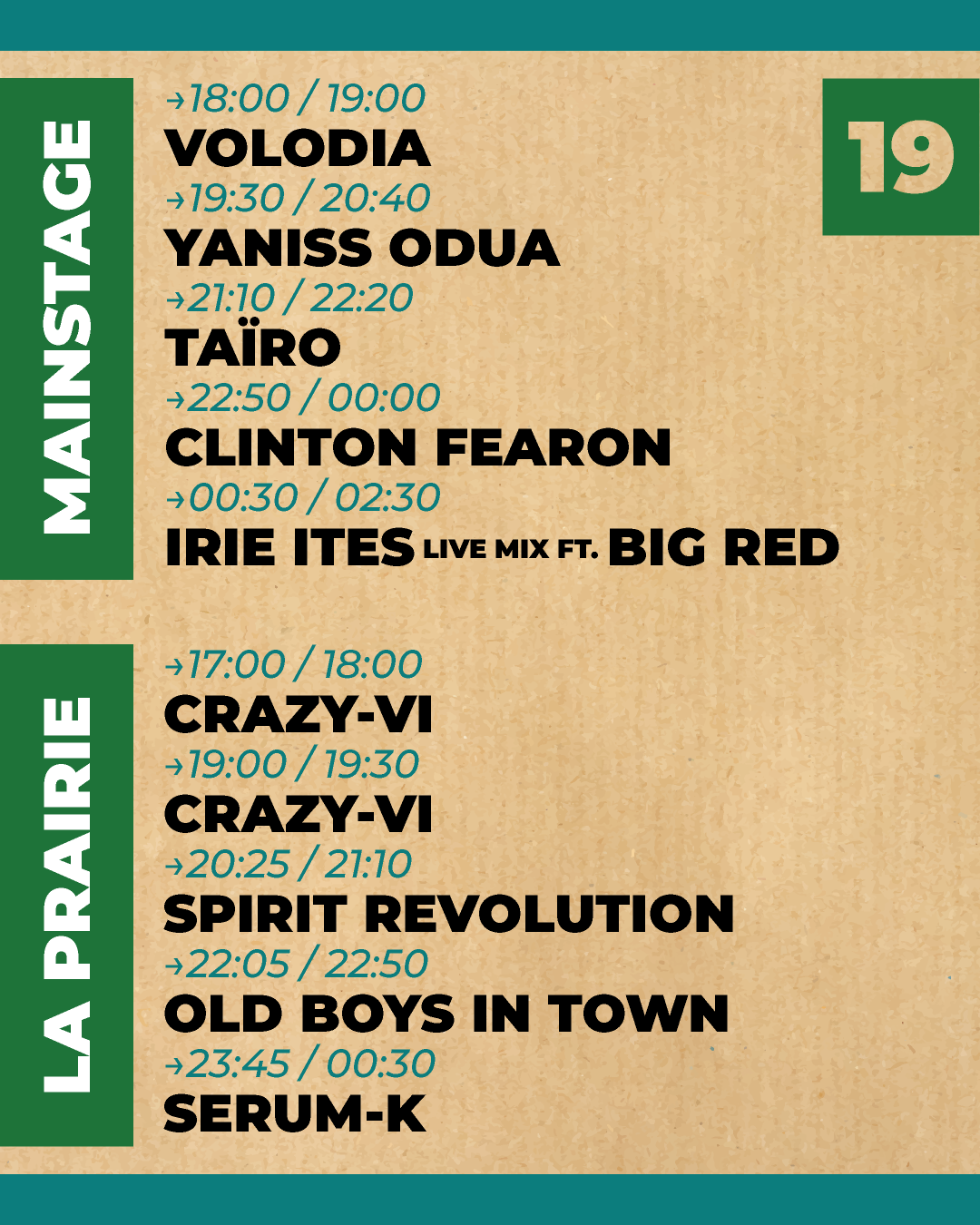 horaire 19 juillet