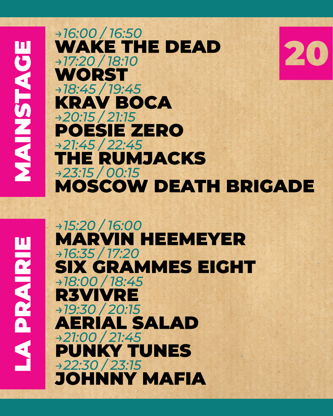 horaire 20 juillet